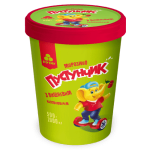 Морозиво у відрі "Пустунчик" з вишневим джемом ТМ Рудь 500г