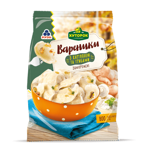 Вареники з картоплею та грибами ТМ Рудь 800г