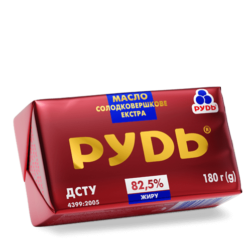Масло солодковершкове екстра "Рудь" 82,5% ТМ Рудь 180г