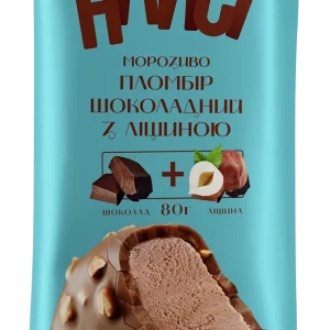 Морозиво на паличці "Пломбір шоколадний з ліщиною" ТМ Найсі 80г