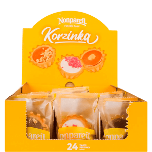 Пирожное Мини Корзинка (фундук, кизил, соленая карамель) флоу-пак ТМ Nonpareil 25г 24 шт