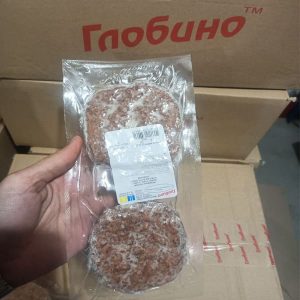 Котлета для бургера яловичина високого ступеня готовності заморожена 100г ТМ Глобино