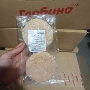 Котлета для бургера куряча високого ступеня готовності заморожена 100г ТМ Глобино