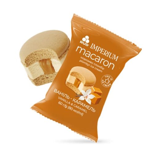 Морозиво пломбір Macaron "Ваніль-карамель" ТМ Рудь 60г