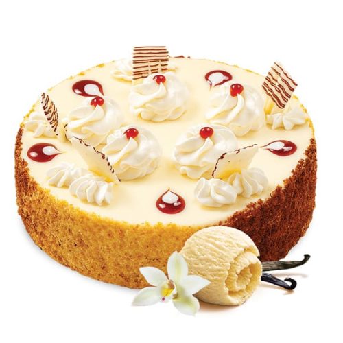 Торт "Пломбірний" Бісквітний з кремом заморожений ТМ Рудь 600г Торт "Пломбірний" Бісквітний з кремом заморожений ТМ Рудь 600г