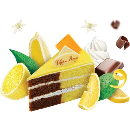 Торт "Вершково-лимонний" Бісквітний з кремом заморожений ТМ Рудь 650г